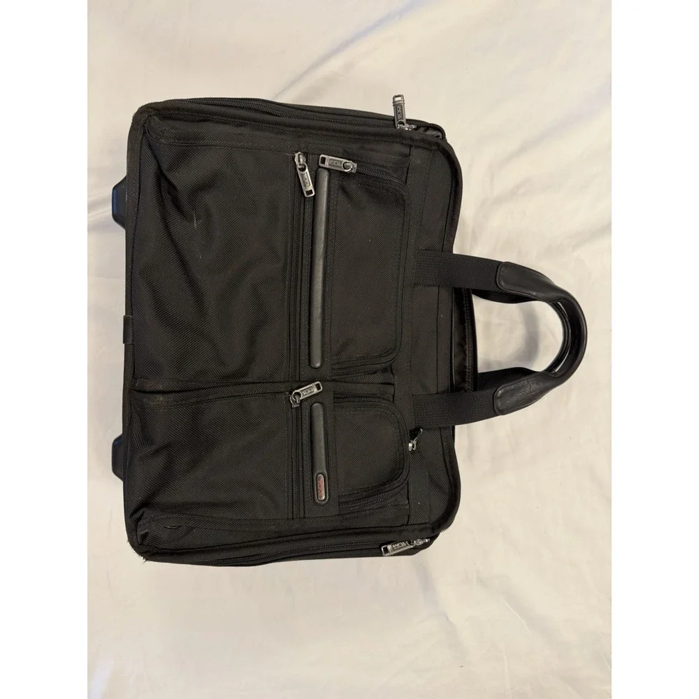 TUMI Alpha 26103D4 Black Nylon Deluxe Expandable Wheeled Rolling Briefcase